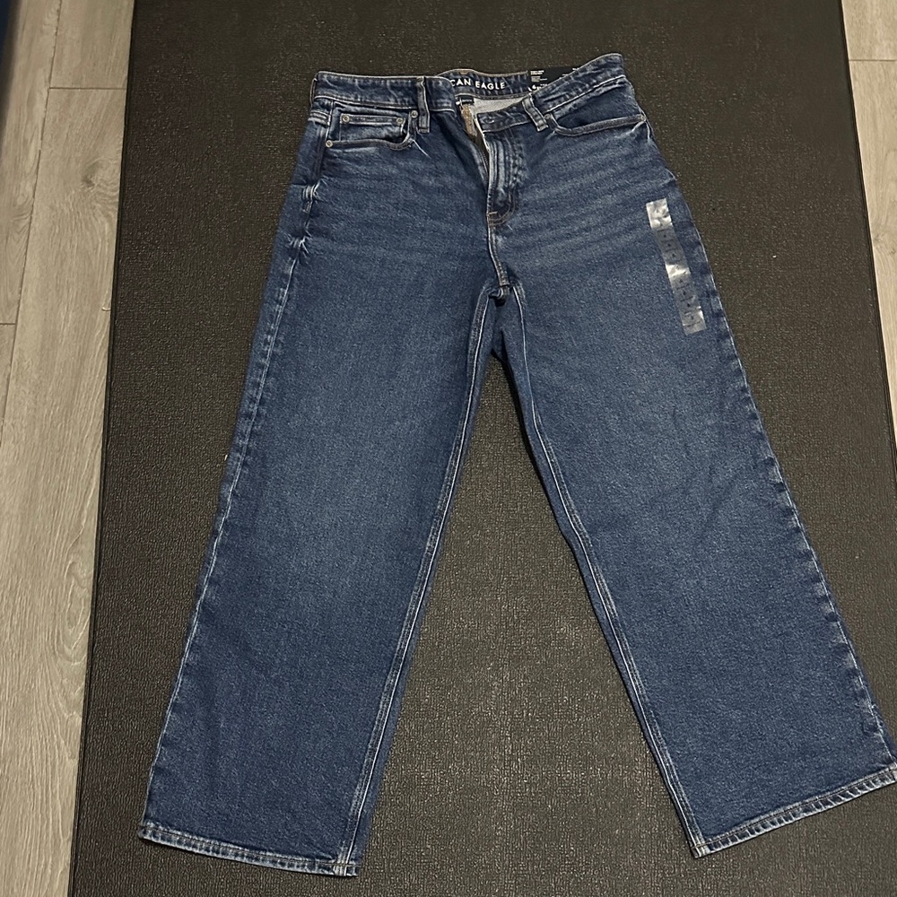 NWT American Eagle Outfitters high rise stretch  Fit Dark Blue Jeans 6 regular - Picture 6 of 11